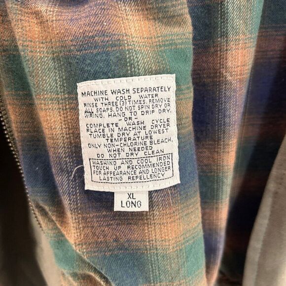 London Fog Limited Edition Men's XL Long Jacket Green Tan Plaid Flannel Lined - Picture 4 of 10